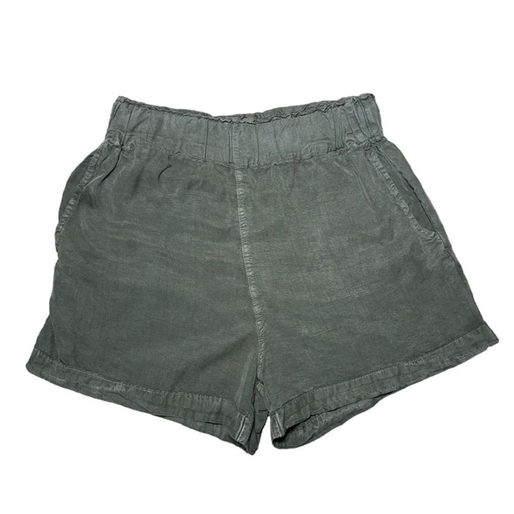 Altar’d State Faded Green Twill Shorts Elastic Waistband Side Pockets Si…